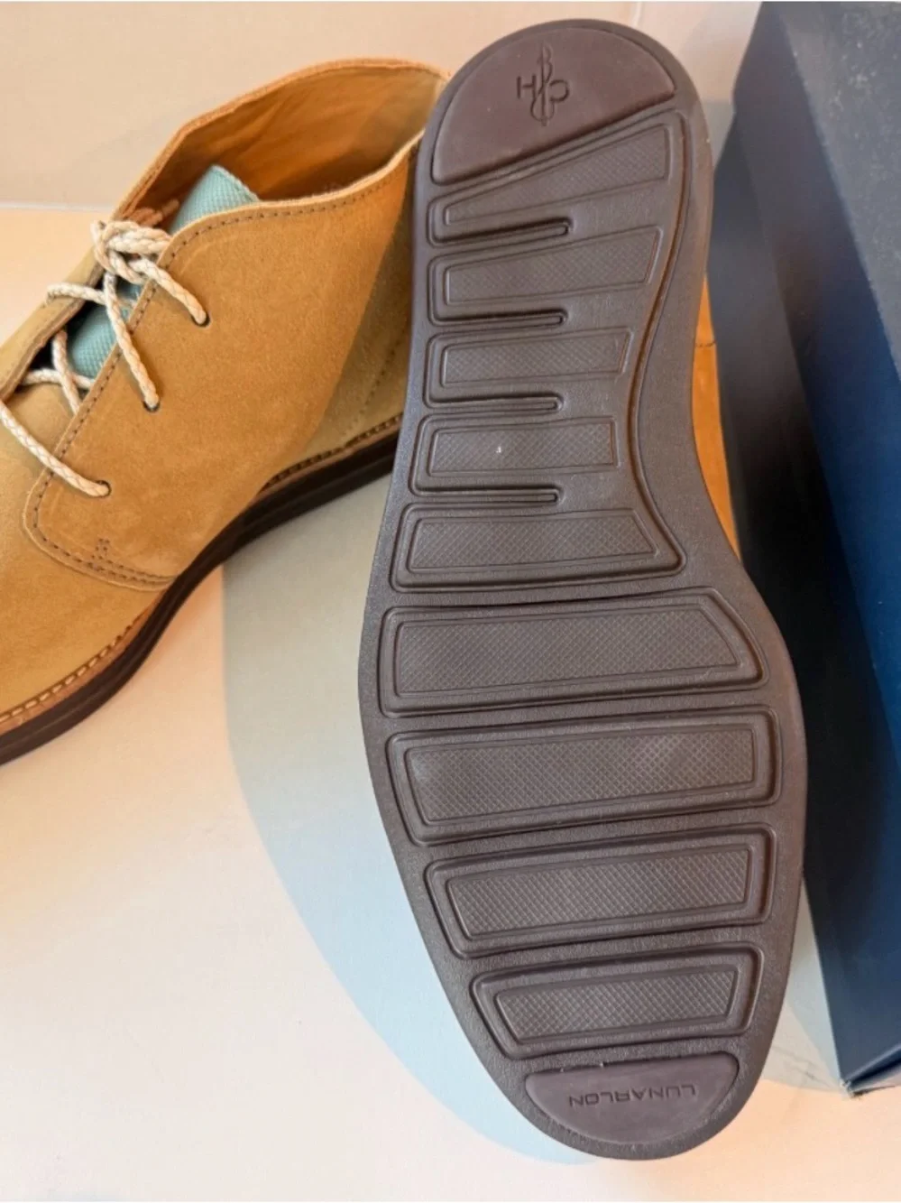 Cole Haan Tan Suede Chukka Boots with Cream Laces